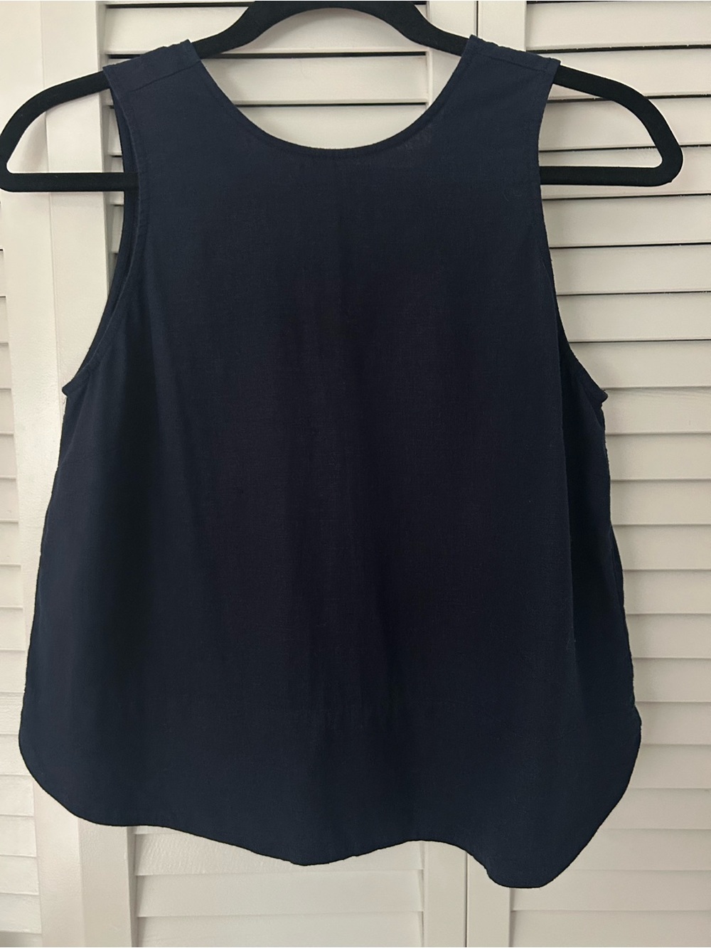Loft Petite Navy Linen Bar Back Tank Top